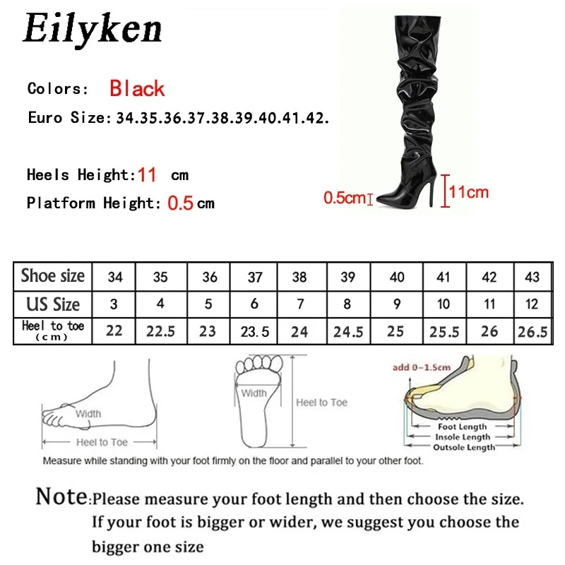 حذاء نسائي أحمر اللون من Eilyken بكعب عالٍ من الجلد اللامع بمقدمة مدببة وكعب عالٍ وسحاب جانبي