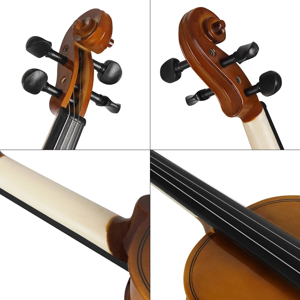 4/4 1/8 Natural Acoustic Violin Retro Style Fiddle with Case & Bow Musical Instrument Accessories