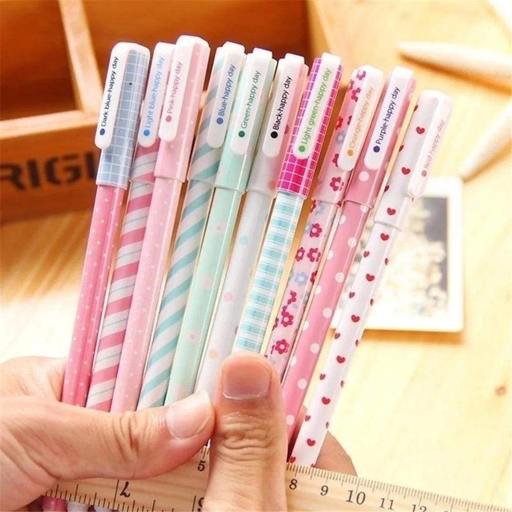 10 Pcs/Set Color Pen Flower Animal Starry Star Sweet Flora Colored Gel Pen 0.38mm Cute Pens for School  Stationary