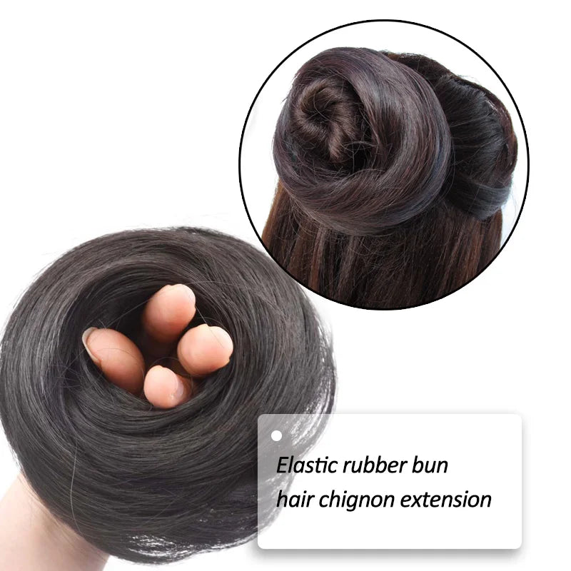 Jeedou Messy Bun Chignon Donut Hair Pad Elastic Hair Rope Rubber Band Synthetic Hairpiece Hair Accessories for Women