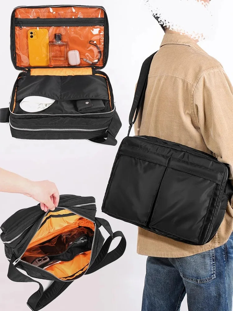 2024SS Japanese Style Classic Men Crossbody Bag Oversized Fanny Pack Waterproof Nylon Cloth Men Single Shoulder Bag Sling Bags