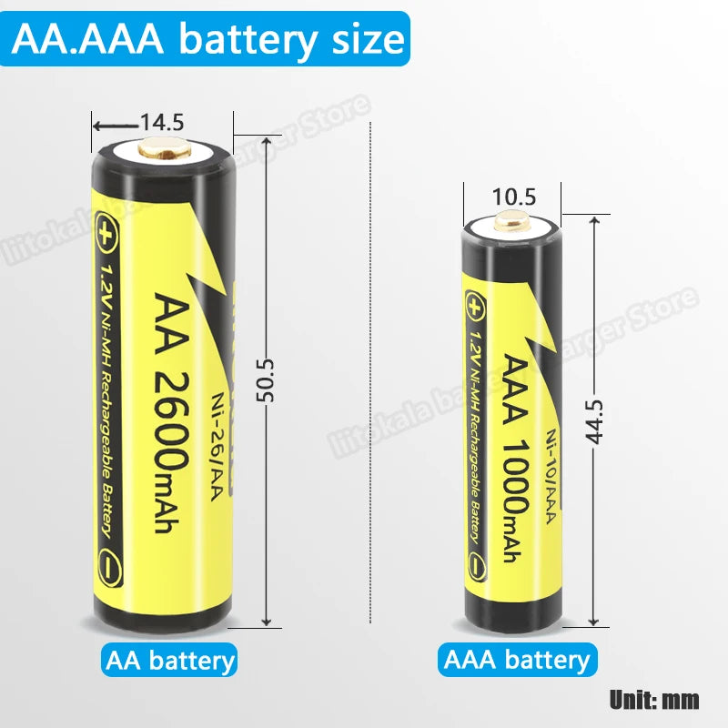 1-16PCS LiitoKala Ni-26/AA 1.2V AA 2600mAh Ni-MH Rechargeable Battery For Temperature Gun Remote Control Mouse Toy batteries