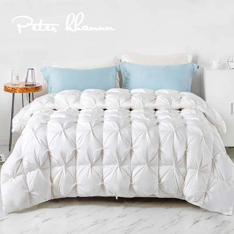 Peter Khanun White Goose Down Filler 3D Bread Duvet/Quilt/Comforter Winter Thick Luxury Blankets 100% Cotton Shell 015