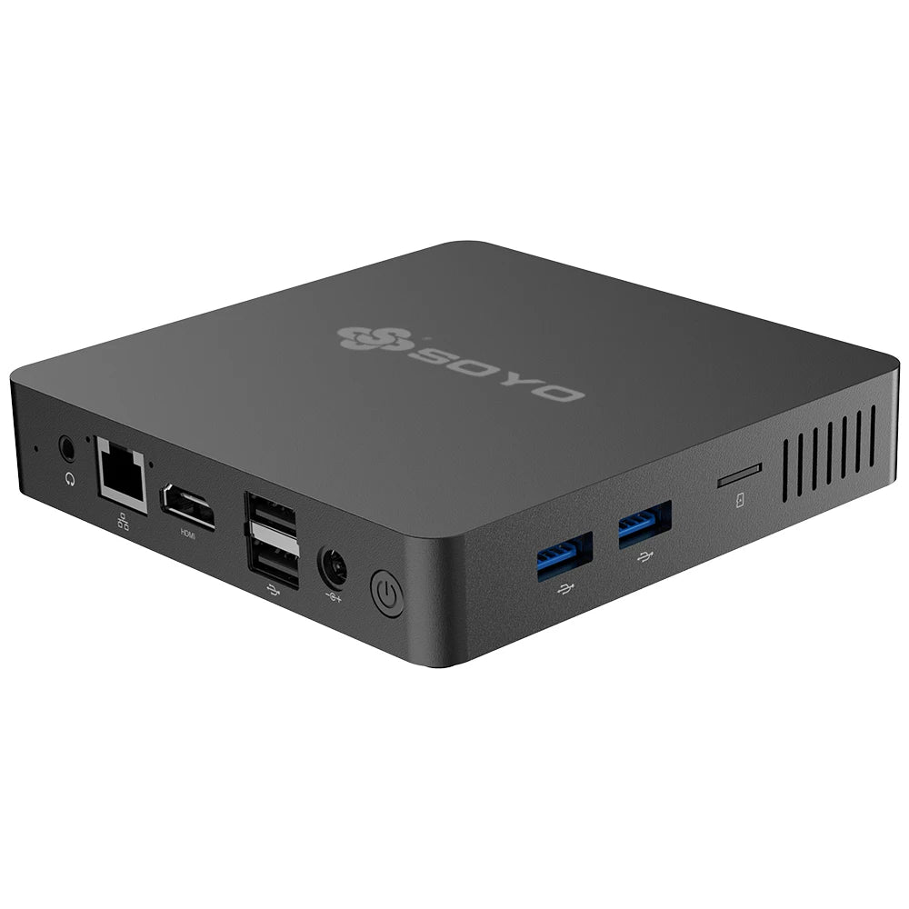 كمبيوتر SOYO M2 Mini PC: ذاكرة وصول عشوائي قوية بسعة 6 جيجابايت، وذاكرة EMMC بسعة 64 جيجابايت، ومعالج Intel N3350، ونظام التشغيل Windows 10 - صغير الحجم ومثالي للاستخدام المنزلي والأعمال والألعاب