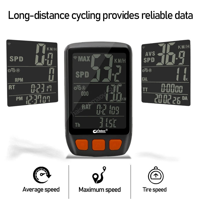 BOGEER Wireless Bike Speedometer Backlight USB Rechargeable Bike Cycling Computer Bicycle Speed Meter Odometer Bicycle Computer