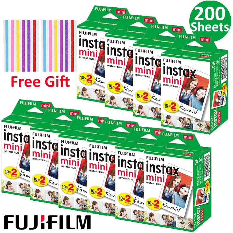 10-200 ورقة من ورق الصور ذو الحافة البيضاء من فوجي فيلم Instax Mini 11 مع الطباعة للكاميرا الفورية Mini 9 8 12 25 50s