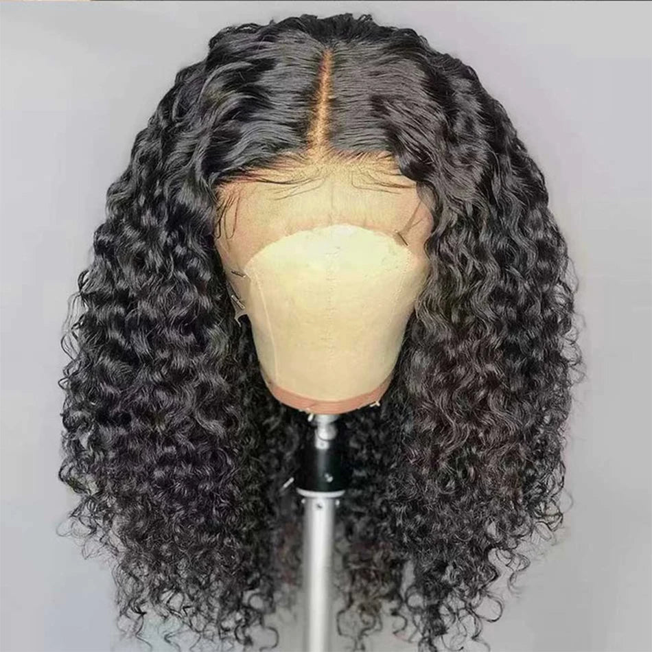 12A Brazilian Kinky Curly Bob Wig Human Hair Lace Frontal Wigs 180% Wear and Go Glueless Wigs Water Wave Lace Closure Wig Cheap