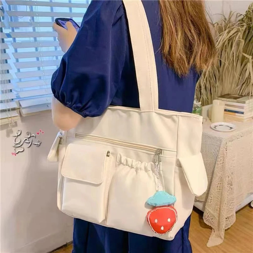 حقيبة نسائية حقيبة رسول Preppy Student Book Bag حقيبة كتف نايلون حقيبة يد للنساء