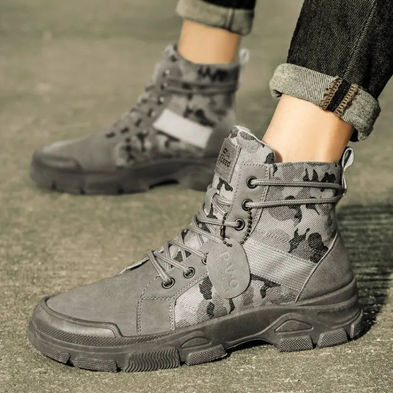 Men's Shoes Camo Martin Boots Men's Autumn/Winter Work Wear Casual Short Boots