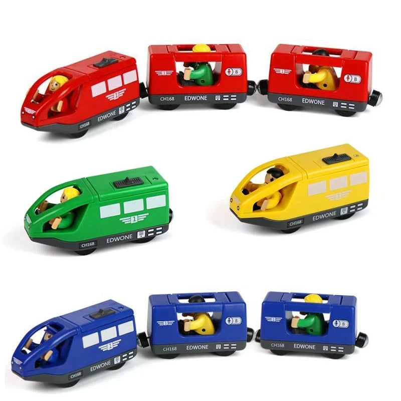 Kids RC Electric Train Set Locomotive Magnetic Train Diecast Slot Toy Fit for Wooden Train Railway Track Toys for Children Gifts