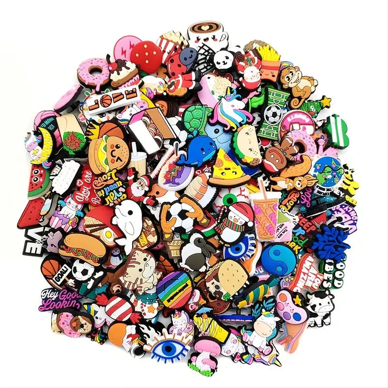 6/30/60/100/200 Pcs Cartoon Shoe Charms for Clogs Bubble Slides Sandals PVC Shoe Decorations Accessories For Teens