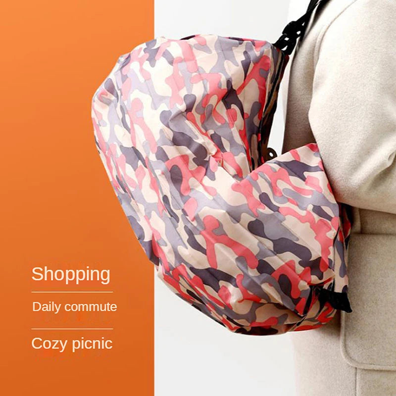 Foldable Storage Bag With Handle Portable Travel Camouflage Handbags Large Capacity Shopping Bag