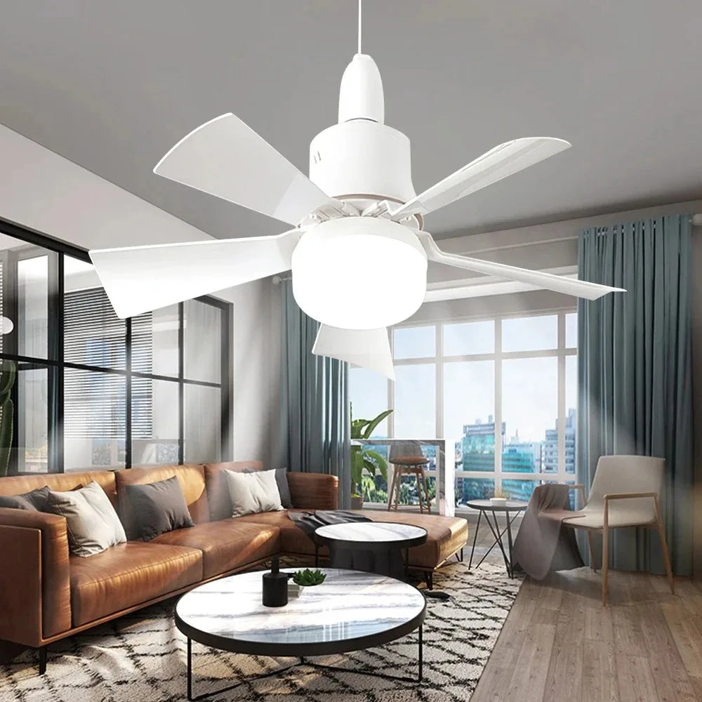 Ceiling Fan LED With Light Remote Control Dimmable 30W E27 Base Modern Smart Wireless Fans Lighting For Bedroom and Living Room