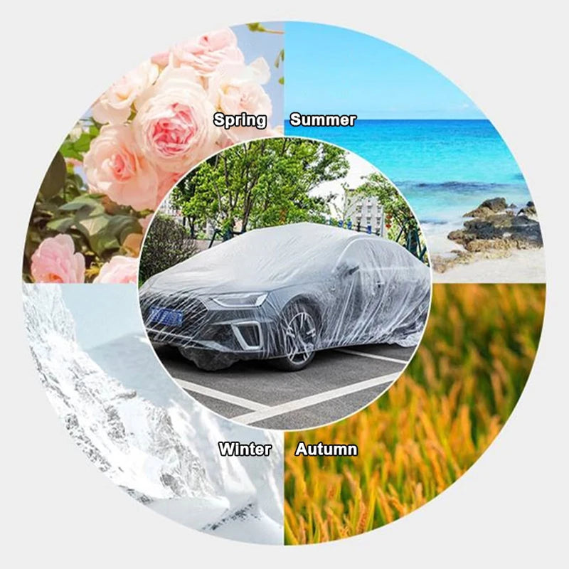 SEAMETAL Disposable Car Cover Indoor Dustproof PEVA Car Cover Transparent Soft Scratch-Free Auto Exterior Protector Universal