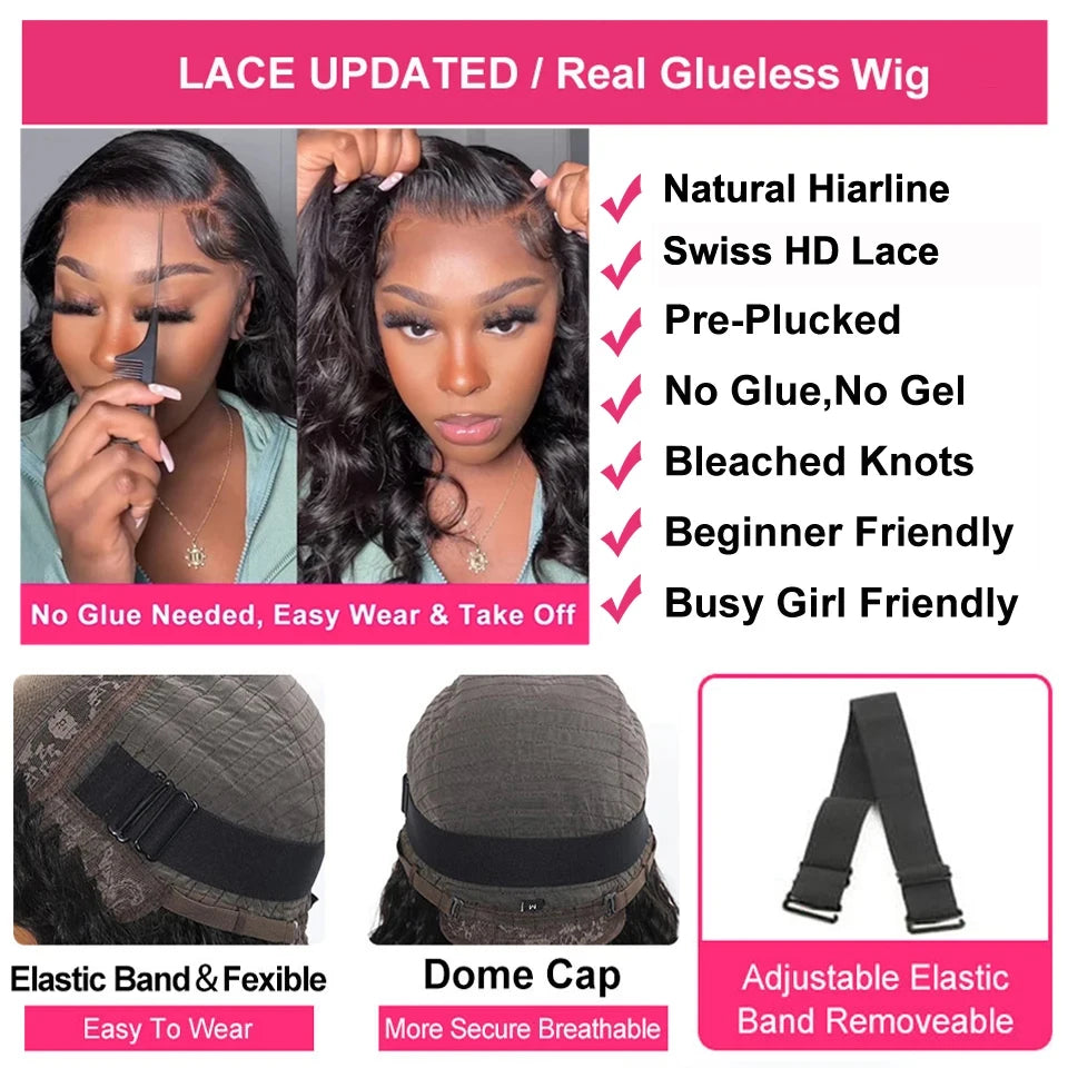 Kiss Love Body Wave 13x4/13x6 HD Lace Front Human Hair Wigs Glueless Wig Pre Plucked 5x5 Lace Closure Wigs 360 Lace Frontal Wigs