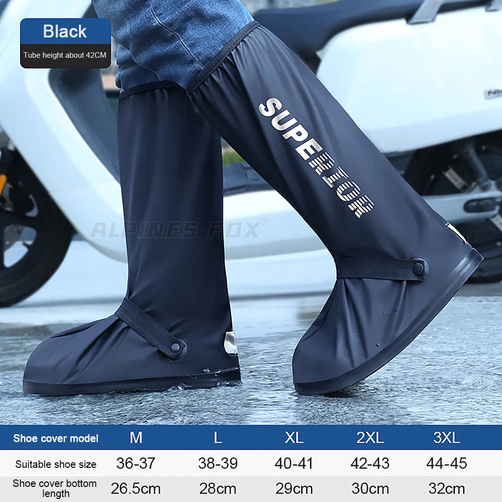 Motorcycle High Tube Rain Boots Waterproof Reflective Non-Slip Footwear Motorbike Cycling Bike Reusable Protection Accessories