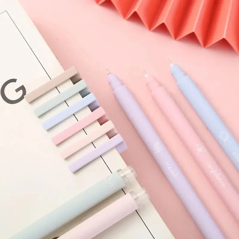 6pcs/set Creative Cute Morandi Simple Small Fresh Gel Pen Kawaii Quick Drying Cap Neutral Pen Journal Supplies Stationery