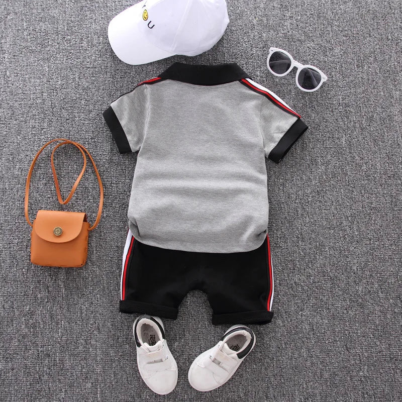 0-5 Year Old Boy's Cotton Fashion Polo Shirt Suit Baby Summer Clothes 2-Piece Set