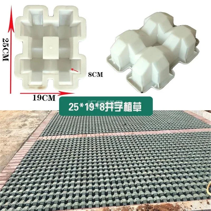 DIY Square Garden Path Concrete Grass Planting Brick Mold PVC Paving Propylene Pavement Walkway Garden Buildings Accessories