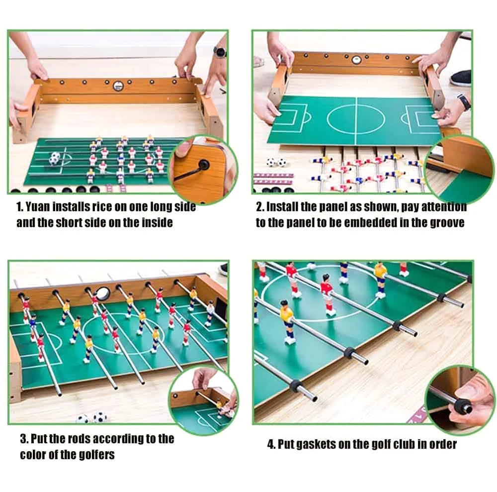 Wooden Foosball Table Easily Assemble Soccer Games Table Top Footballs Indoor Game Set for Room, Parties, Family Sport Kids Gift