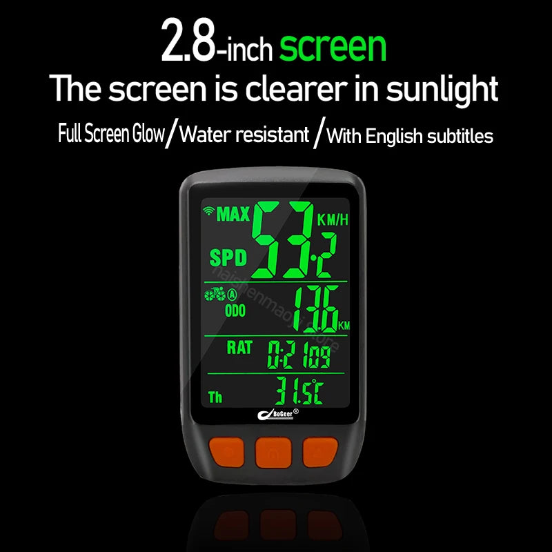 BOGEER беспроводной велосипедный спидометр с подсветкой USB перезаряжаемый велосипедный компьютер велосипедный спидометр одометр велосипедный компьютер