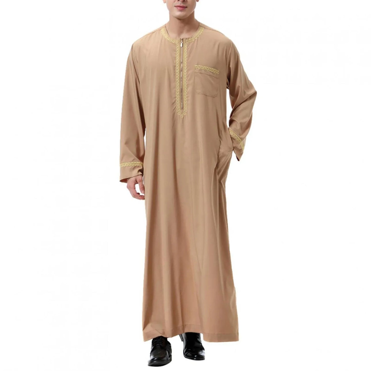 Muslim Islamic Clothing Men's Arab Robe Arab Vintage Long Sleeve Men Thobe Robe Loose Dubai Saudi Arab Kaftan Men Clothing