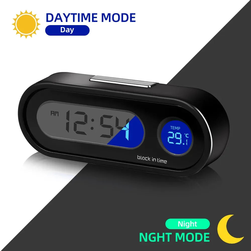 Mini Electronic Car Clock Time Watch Auto Dashboard Clocks Luminous Thermometer LCD Backlight Digital Display Car Accessories