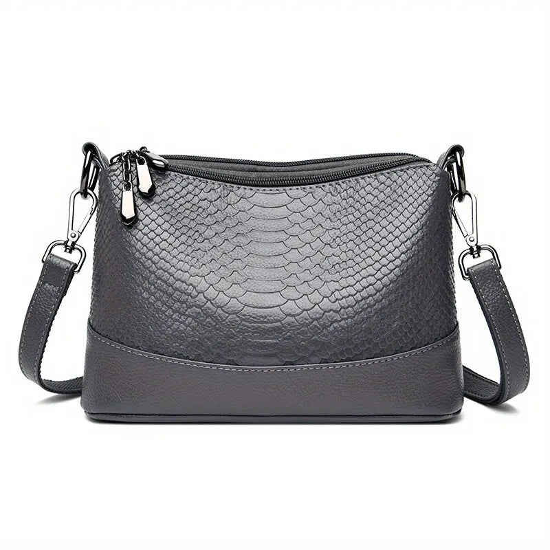 Crocodile Pattern Crossbody Bag Fashion PU Leather Shoulder Bag Gift for Women's Multi Zipper Purse Cross Body Bag Daily Use