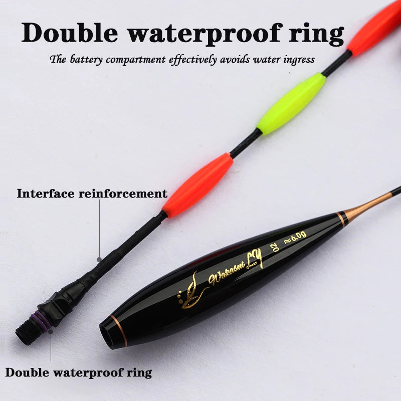 WAKASUILY New 2-Piece Set Night Fishing Float Short  Eye-Catching Rock Fishing Float With Dual Hole Charger/Rechargeable Battery