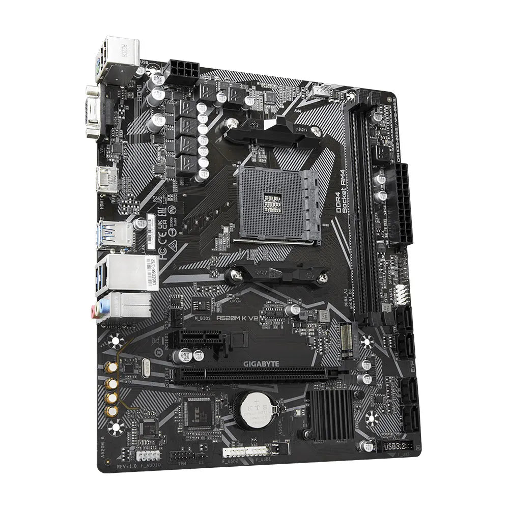 GIGABYTE A520M K V2 Motherboard AMD AM4 For Ryzen 3/4/5 Series CPU DDR4 64GB PCI-E 3.0 16X SATA3.0 M.2 VGA, Realtek®GbE