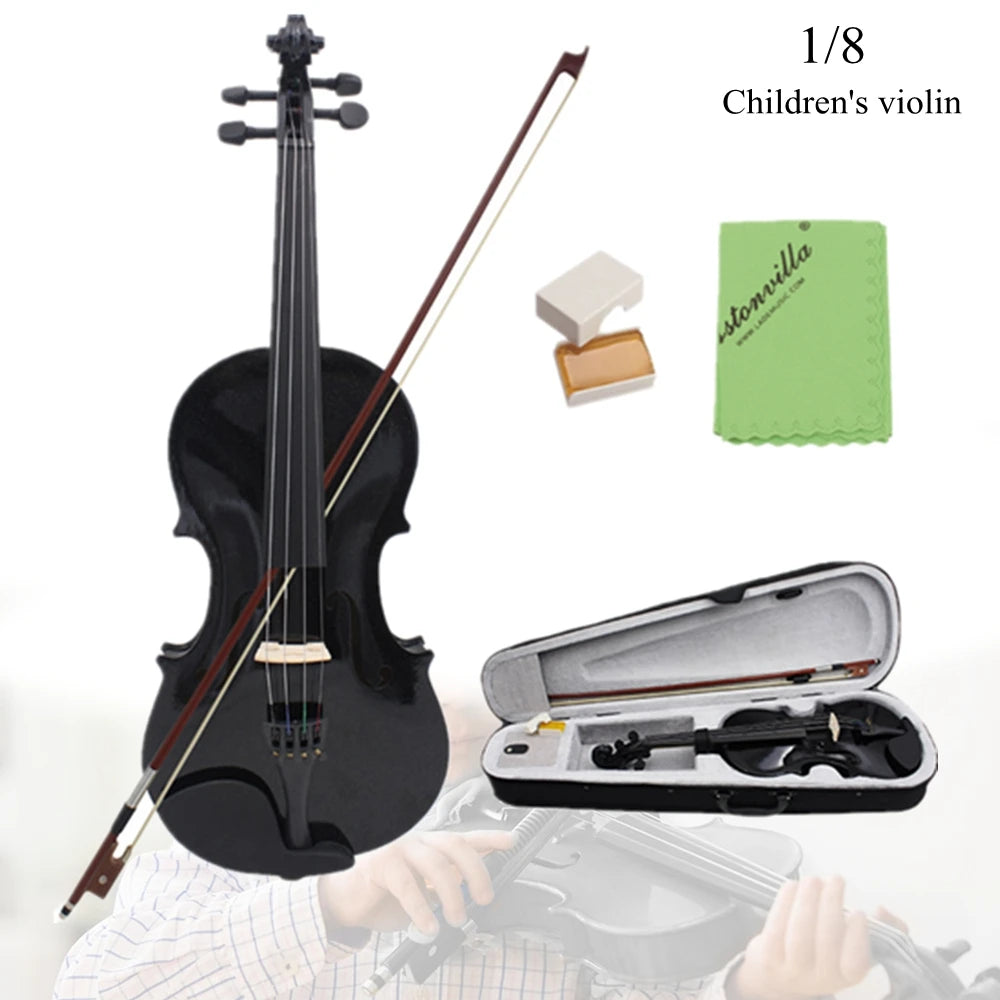 4/4 3/4 1/2 1/8 Acoustic Violin Color Natural / Black Fiddle For Violin Beginner With Case & Bow & Rosin