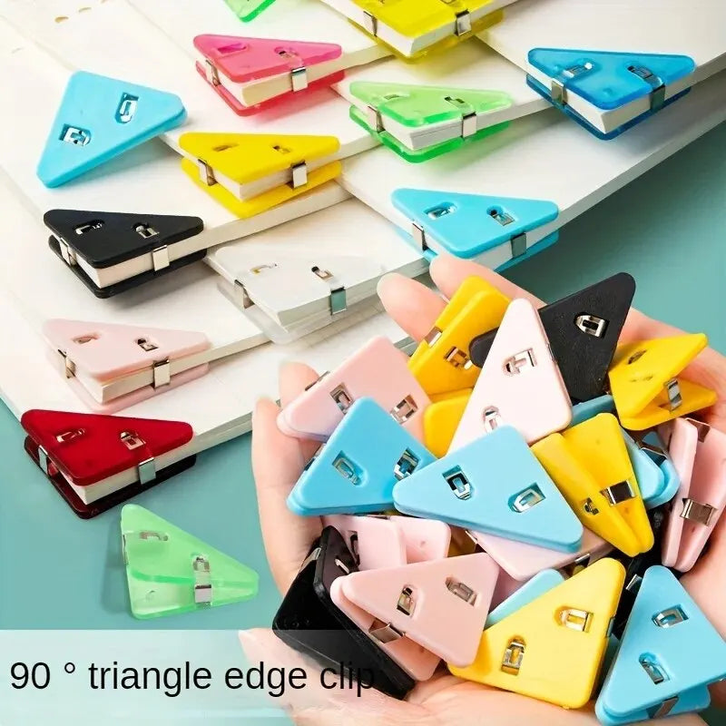 5/10/50pcs Creative Triangle Clip Bill Clip Book Paper Corner Clip Binder Clip For Desk Storage Shelf Office Desktop Organizer