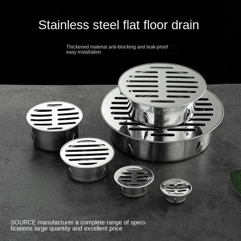 Stainless Steel Bathroom Drain Cover Hair Catcher Balcony Drainage Stopper Plug Garden Outdoor Roof Anti-blocking Floor Strainer