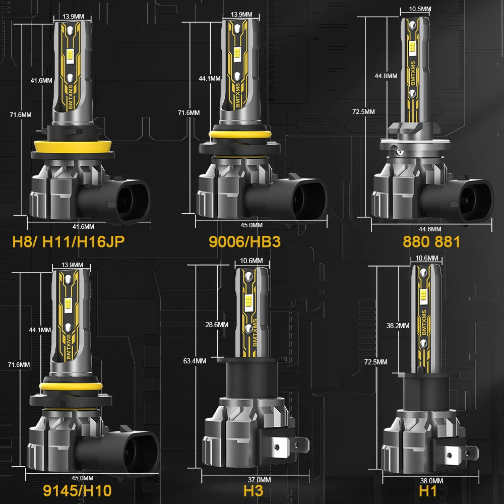 BMTxms 2 шт. Canbus H11 H8 светодиодные противотуманные фары 9145 H10 H16 H27 880 881 светодиодные CSP DRL 9006 автомобильные фары для дальнего света белые желтые E2 12000LM