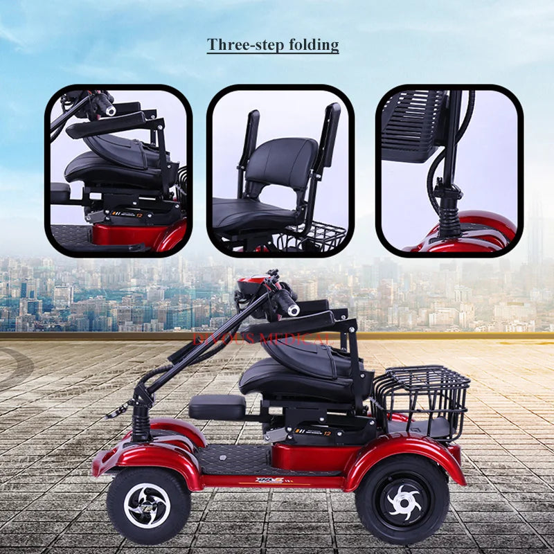 Humanized Design Disabled Chinese Electric Cars Adults  Four Wheeler Electric Scooter Folding Four-wheel Electric Vehicle