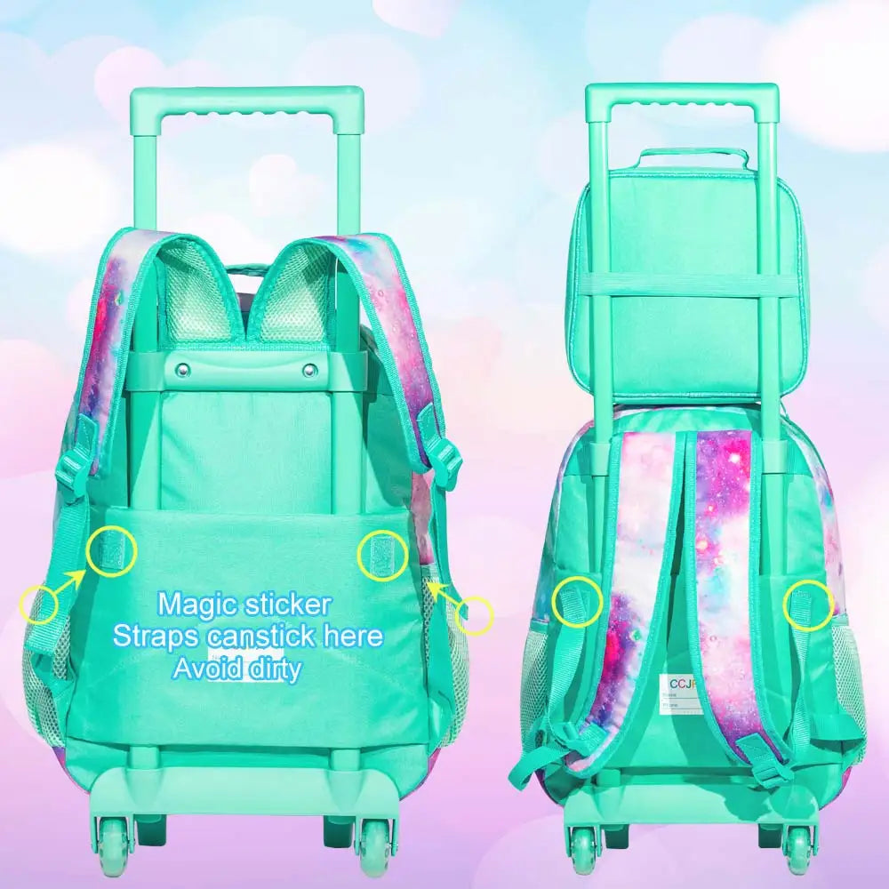 Girls Rolling Backpack, Kids Wheels Bookbag - Roller Elementary Sequin School Bag - 3PCS Unicorn Mermaid Green Visit the gxtvo S