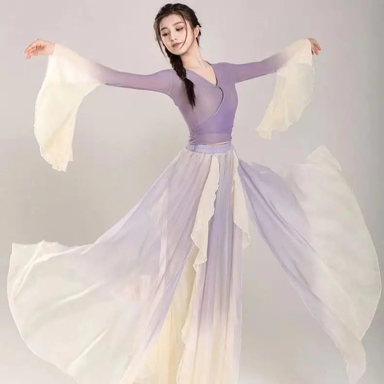 Classical Dance Costume Fairy Purple Suit Daily Practice Dress Loose Flowing Gauze Chinese Dance Performance Stage Dancewear