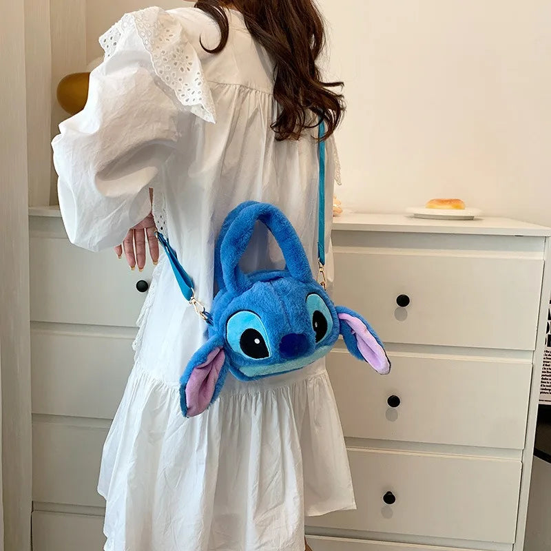 Disney New Lilo &amp; Stitch Мягкие игрушки Kawaii Plush Messenger Bag Сумочка для девочек Мягкие игрушки из аниме Детские мультяшные плюшевые мягкие сумки