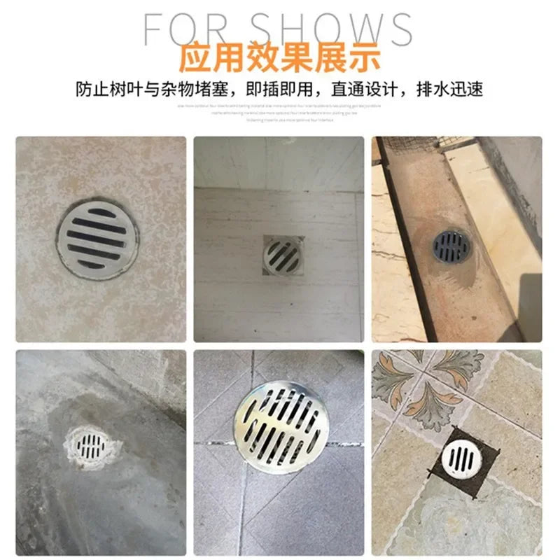 Stainless Steel Bathroom Drain Cover Hair Catcher Balcony Drainage Stopper Plug Garden Outdoor Roof Anti-blocking Floor Strainer