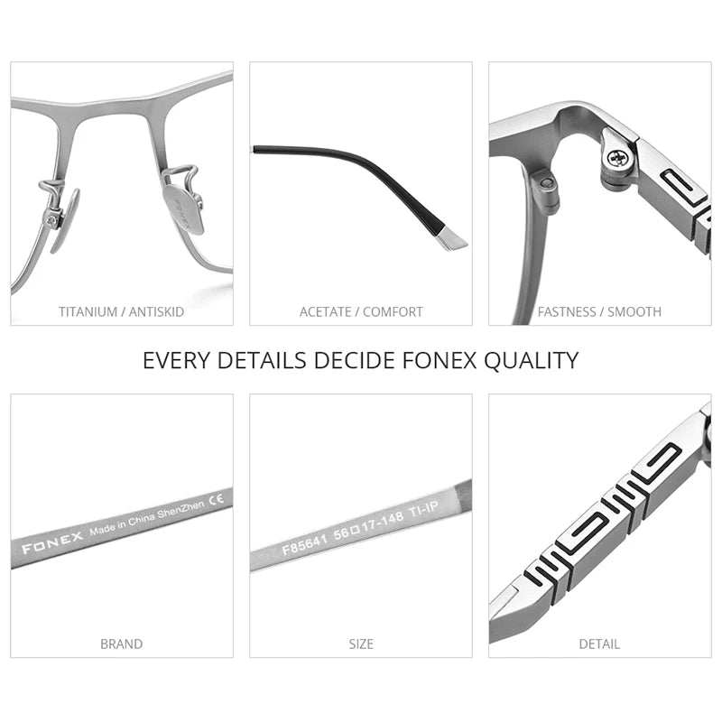 FONEX чистый титан оправа для очков мужские квадратные очки 2020 новые мужские классические полные оправы для очков F85641