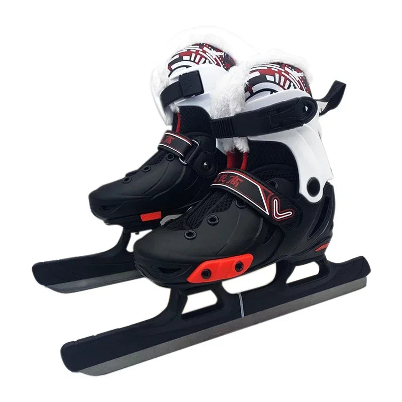 Ice Skating Shoes Speed Skating Size Adjustable Skating Shoes Winter Adult Child Thermal Warm Thicken Ice Figure Skates Shoes