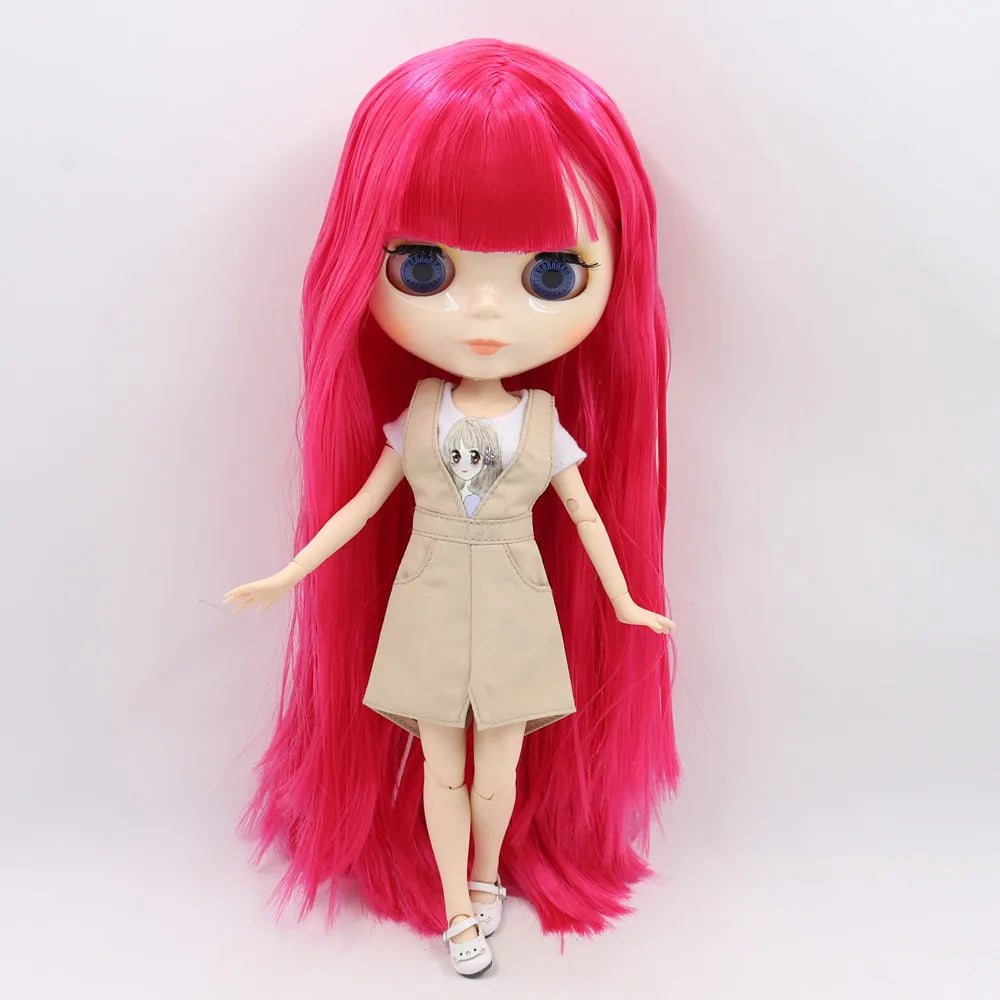 Кукла ICY DBS Blyth 1/6 BJD Индивидуальное голое шарнирное тело с белой кожей, глянцевое лицо, синий фон - матовое лицо, подарок для девочки, игрушка