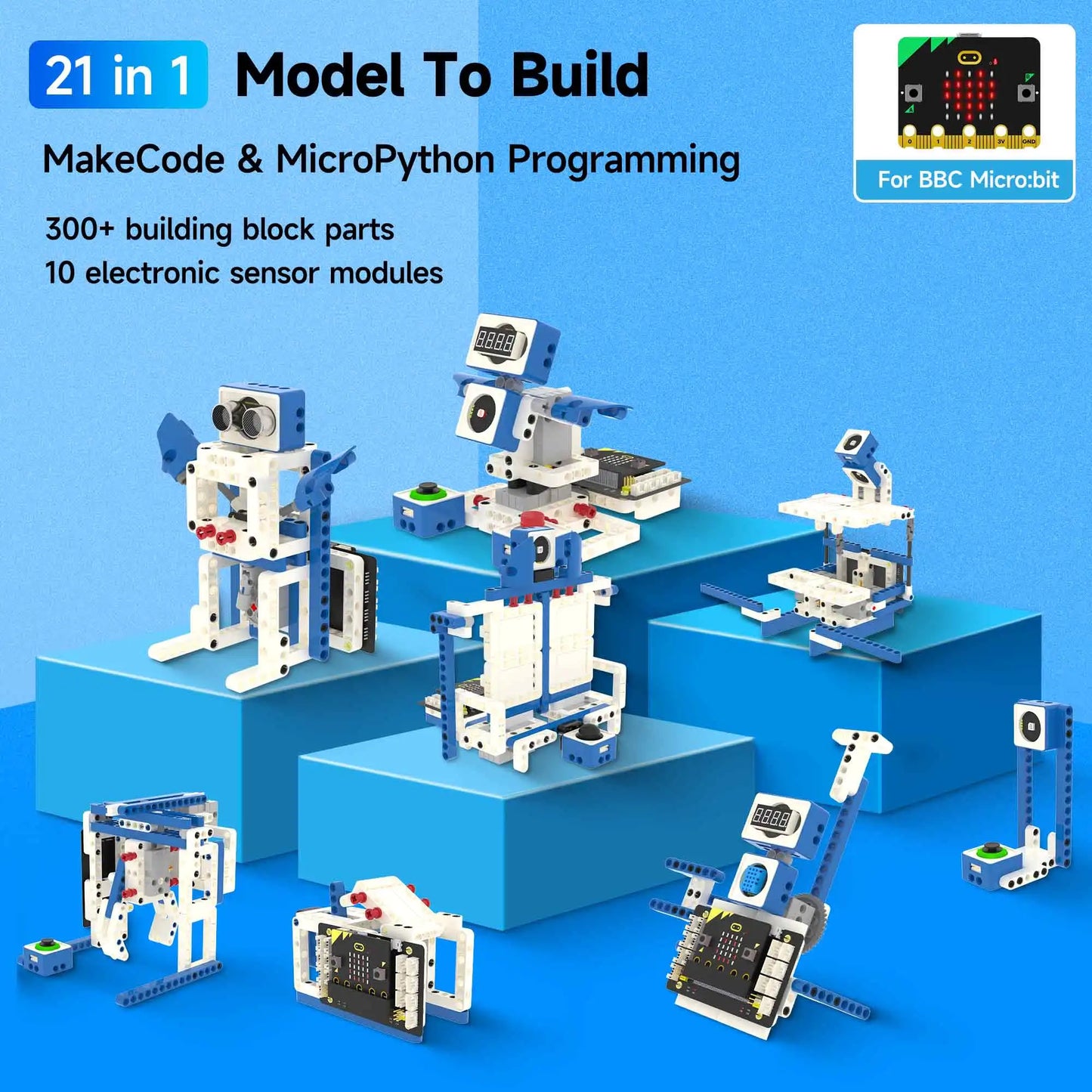 Yahboom 21 в 1 Microbit V2 Robotics Kit DIY Electronic Sensor Kit Программируемая игрушка для детей Поддержка MakeCode Python Programming