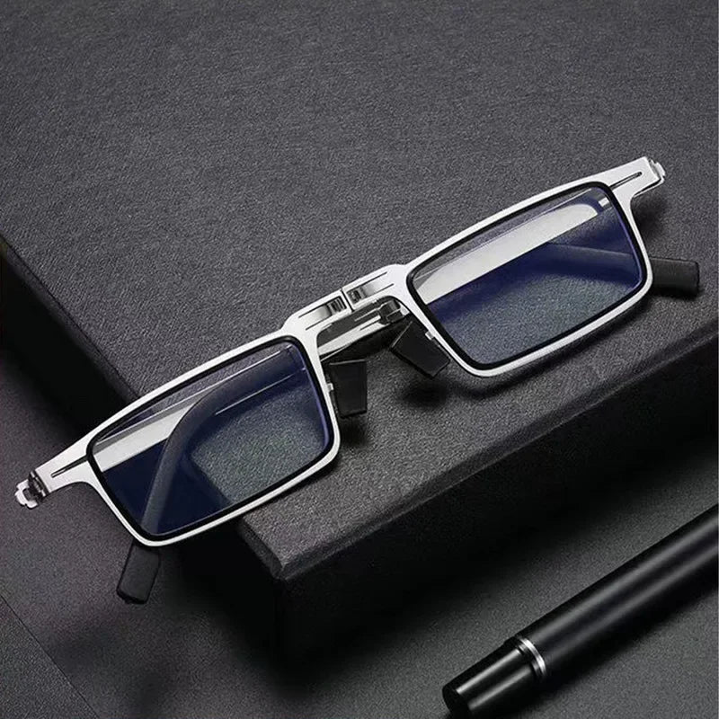 Anti-Blue Light Blocking Folding Reading Glasses Comfortable Full-Frame Metal Eyewear Men And Women Hd Ultra Light Portable