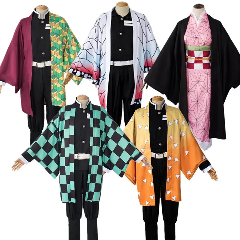 Demon Slayer Cosplay Tanjiro Nezuko Cosplay Kids Shinobu Costume Japanese Anime Cartoon Halloween Costume Christmas Gifts