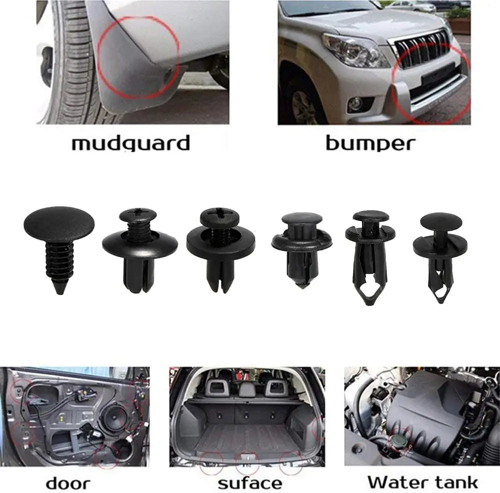 190 шт. автомобильных фиксаторов, набор пластиковых креплений 6 размеров, зажим для автомобильной отделки, набор заклепок для бампера кузова автомобиля