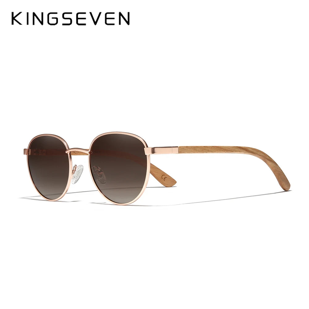 KINGSEVEN النظارات الشمسية للرجال UV400 الاستقطاب المرأة النظارات الإطار الخشب الطبيعي موضة نظارات شمسية نظارات حماية