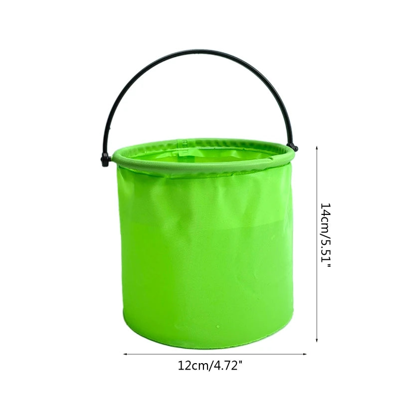 12x14cm Collapsible Sand Bucket Portable Garden Tool Bucket Sand Beach Water Fight Activity Game Toy for Family Kids Easy Carry