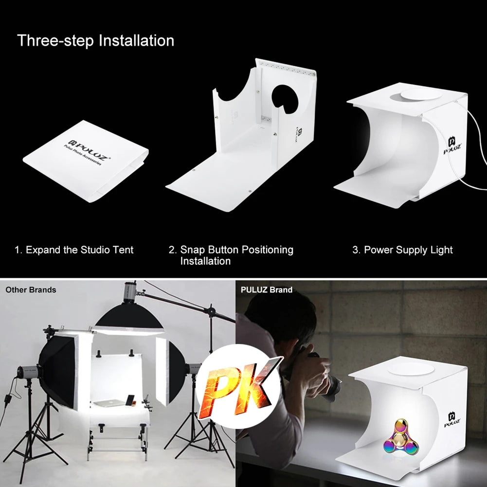 Mini LED Portable Foldable Light Box Light Room Photo Studio Photography Box Photography Studio Light Tent With Backdrop