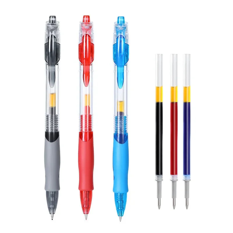 13/30pcs Retractable Gel Pens Set Black/Red/Blue Ink Ballpoint for Writing Refills Office Accessories School Supplies Stationery